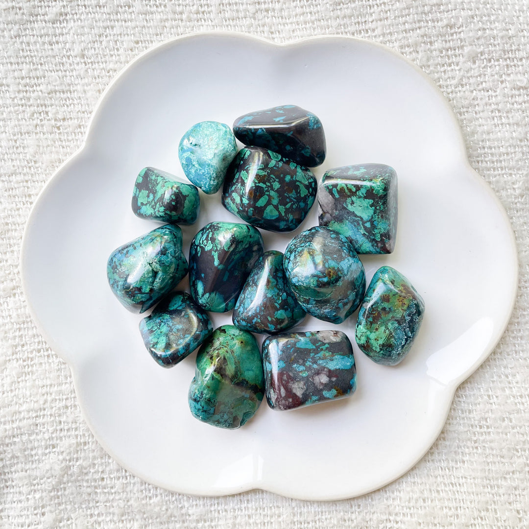 chrysocolla blauw groene knuffelsteen gepolijste steen trommelsteen edelstenen edelsteen kopen