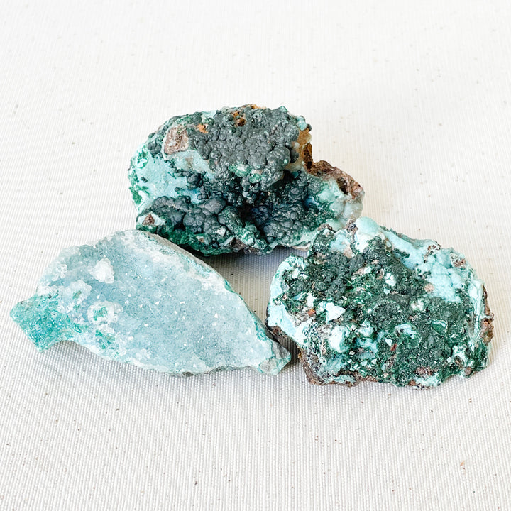 Malachiet groene cluster met druzy blauwe Chrysocolla (S)